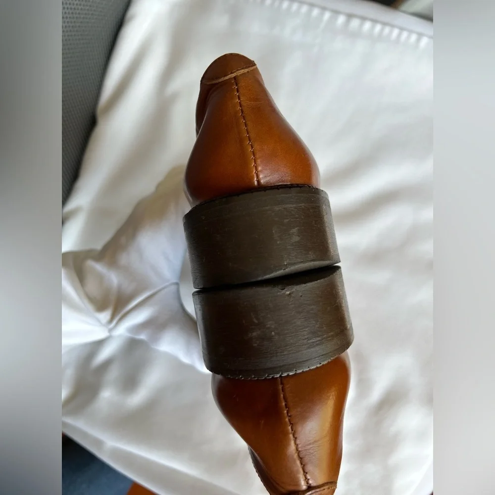 🚨⬇️🤑Jonak Paris Brown Leather Brogue Fringe Mocasines Loafers size 7-7.5 - Picture 13 of 14